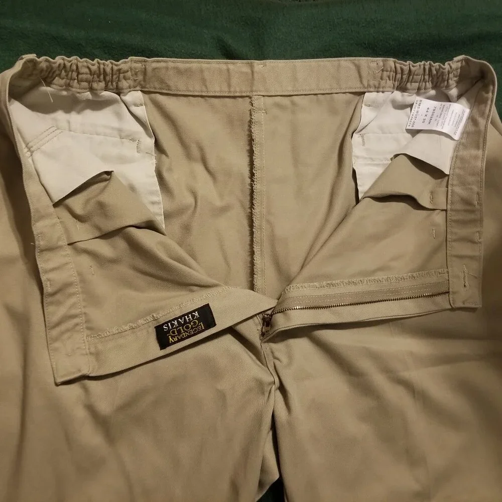 Legendary Gold 44 x 30 tan khaki pants with expanding waist band